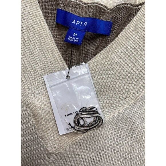 Apt 9 Beige Black Brown V Neck Lightweight Sweater sz Medium NEW‎ - Picture 4 of 8